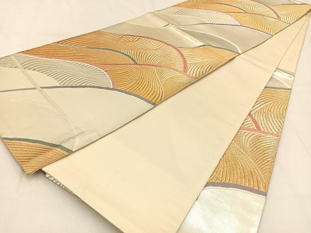 平和屋着物◎六通柄袋帯 唐織 重ね山文 金銀糸 正絹 逸品 BAAW0307hj