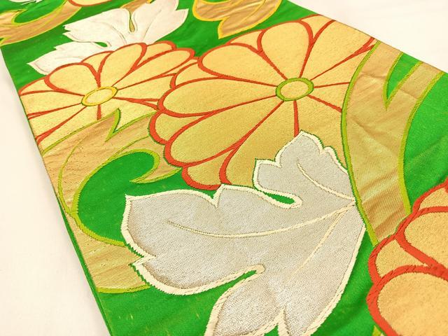 平和屋着物◎六通柄袋帯 唐織 菊 金銀糸 正絹 逸品 BAAW0330hj