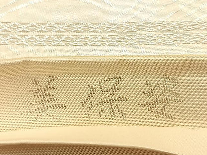 平和屋着物◎六通柄袋帯　唐織　美保姿　菱天井花文　銀糸　正絹　逸品　BAAW0332hj