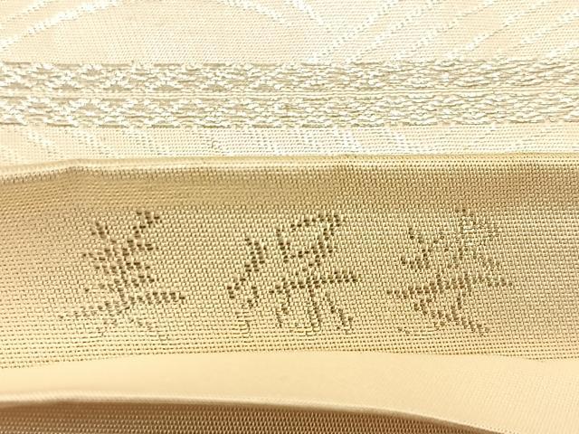 平和屋着物◎六通柄袋帯　唐織　美保姿　菱天井花文　銀糸　正絹　逸品　BAAW0332hj