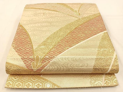 平和屋着物◎六通柄袋帯　唐織　観世水吉祥文　金糸　正絹　逸品　BAAW0334hj