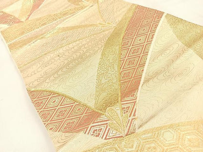 平和屋着物◎六通柄袋帯　唐織　観世水吉祥文　金糸　正絹　逸品　BAAW0334hj