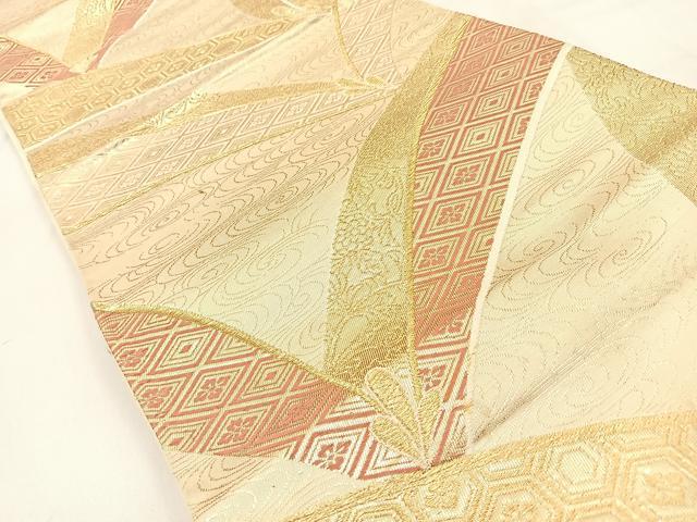 平和屋着物◎六通柄袋帯　唐織　観世水吉祥文　金糸　正絹　逸品　BAAW0334hj