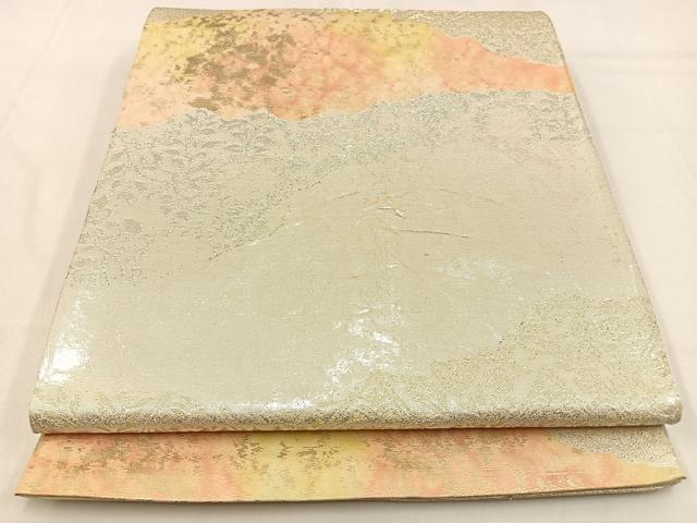 平和屋着物◎六通柄袋帯　霞文　金銀糸　引箔　正絹　逸品　BAAW0336hj