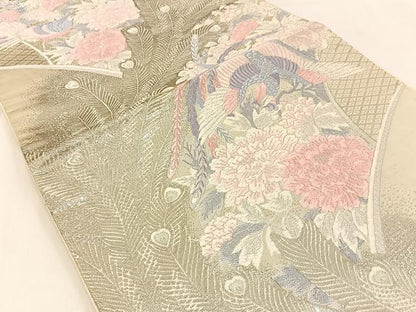 平和屋着物◎六通柄袋帯 唐織 華燭の宴 プラチナ箔 正絹 逸品 BAAW0339hj