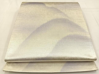 平和屋着物◎六通柄袋帯　遠山文　銀糸　正絹　逸品　BAAW0348hj