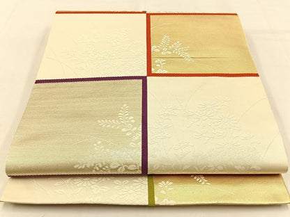 平和屋着物◎六通柄　本袋帯　糸錦　草花文　金銀糸　正絹　逸品　BAAW0351hj
