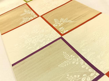 平和屋着物◎六通柄　本袋帯　糸錦　草花文　金銀糸　正絹　逸品　BAAW0351hj