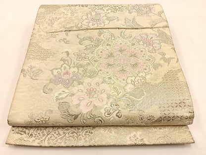 平和屋着物◎六通柄袋帯　唐織　観世重陽麗照文　プラチナ箔　正絹　逸品　BAAW0354hj