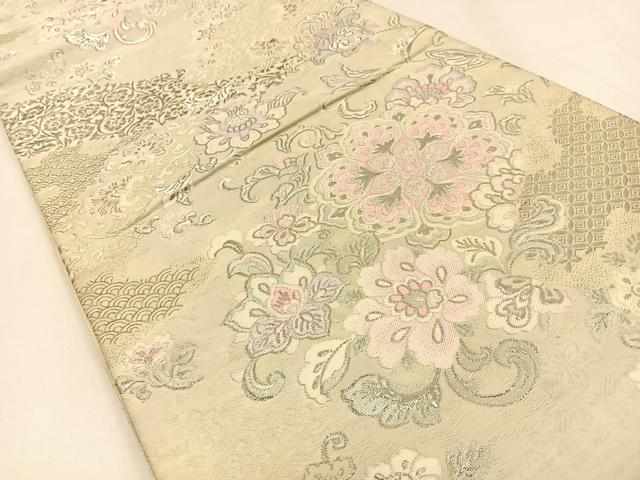 平和屋着物◎六通柄袋帯　唐織　観世重陽麗照文　プラチナ箔　正絹　逸品　BAAW0354hj