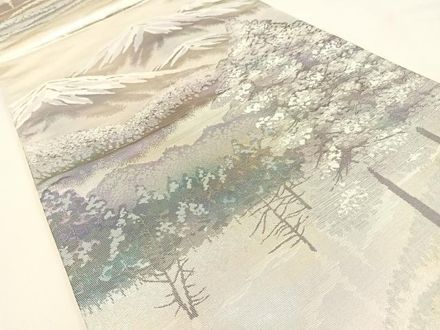 平和屋着物◎六通柄袋帯　樹林文　銀糸　正絹　逸品　BAAW0355hj
