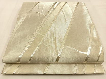 平和屋着物◎六通柄袋帯　群竹　銀糸　正絹　逸品　BAAW0356hj