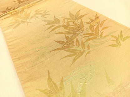 平和屋着物◎六通柄袋帯 流水草葉文 金銀糸 引箔 正絹 逸品 BAAW0357hj
