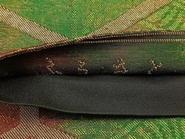 平和屋着物◎六通柄袋帯　ふるさと　亀甲花文　金銀糸　引箔　正絹　逸品　BAAW0366hj