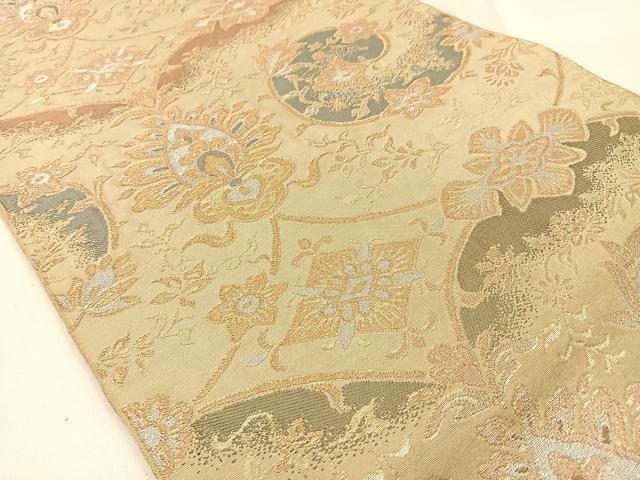 平和屋着物◎六通柄　京本袋帯　更紗花文　金銀糸　正絹　逸品　BAAW0370hj