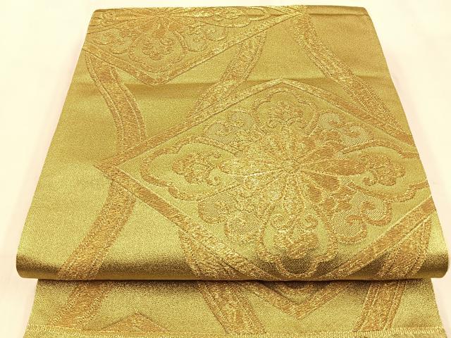 平和屋着物◎六通柄袋帯　立涌菱花文　金糸　正絹　逸品　BAAW0376hj