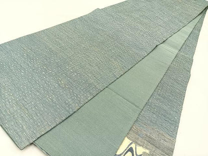 平和屋着物▽京の名門 じゅらく謹製 スリーシーズン 春夏秋 太鼓柄袋帯 漢方薬草染 手織 藍 櫛織 松竹梅 金彩 証紙付き 逸品 BAAW0391hj