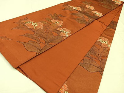 平和屋着物◎六通柄袋帯　紫陽花　金糸　正絹　逸品　BAAW0393hj