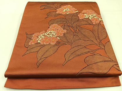 平和屋着物◎六通柄袋帯　紫陽花　金糸　正絹　逸品　BAAW0393hj