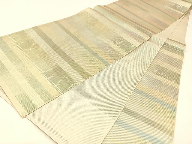 平和屋着物＊夏物 銀座きしや 六通柄袋帯 横段文 金銀糸 引箔 正絹 逸品 BAAW0402hj