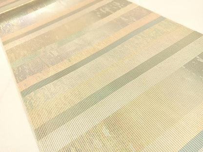 平和屋着物＊夏物 銀座きしや 六通柄袋帯 横段文 金銀糸 引箔 正絹 逸品 BAAW0402hj