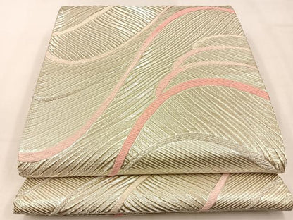 平和屋着物◎六通柄袋帯 唐織 流線文 銀糸 正絹 逸品 BAAW0431hj