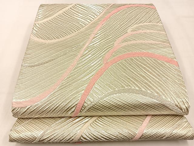 平和屋着物◎六通柄袋帯 唐織 流線文 銀糸 正絹 逸品 BAAW0431hj