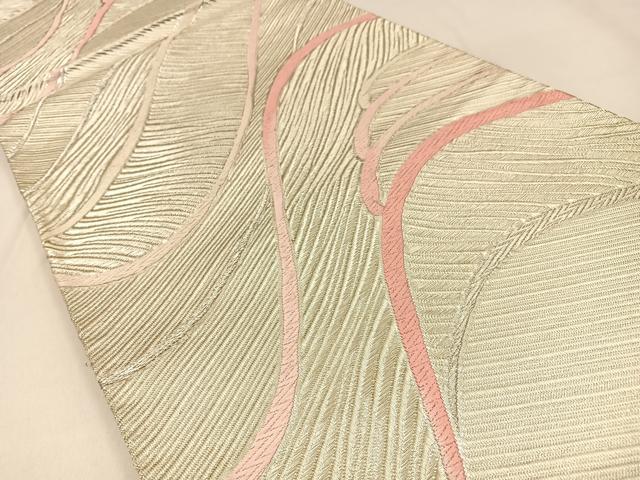 平和屋着物◎六通柄袋帯 唐織 流線文 銀糸 正絹 逸品 BAAW0431hj
