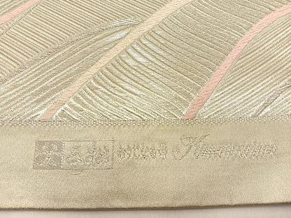 平和屋着物◎六通柄袋帯 唐織 流線文 銀糸 正絹 逸品 BAAW0431hj