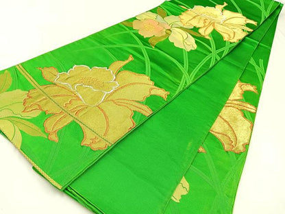 平和屋着物◎六通柄袋帯 カトレア 金銀糸 正絹 逸品 BAAW0441hj