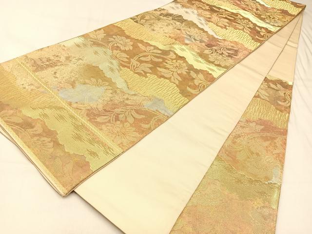 平和屋着物◎西陣 六通柄袋帯 道長花唐草文 金銀糸 引箔 正絹 逸品 BAAW0448hj
