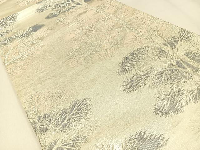 平和屋着物◎六通柄袋帯　樹林文　銀糸　正絹　逸品　BAAW0450hj