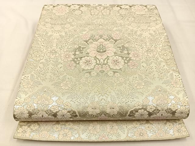 平和屋着物◎六通柄袋帯 唐織 宝相華 銀糸 正絹 逸品 BAAW0451hj