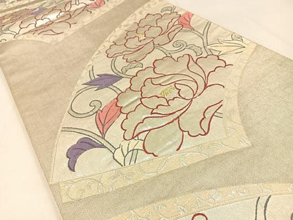 平和屋着物◎六通柄袋帯 地紙花唐草文 金銀糸 正絹 逸品 BAAW0460hj