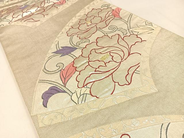 平和屋着物◎六通柄袋帯 地紙花唐草文 金銀糸 正絹 逸品 BAAW0460hj