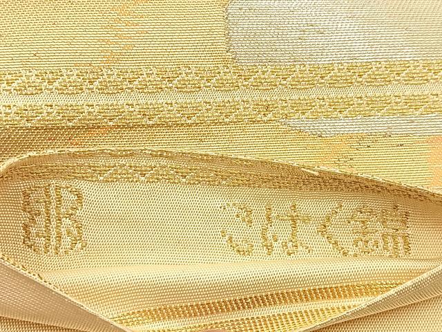 平和屋着物◎西陣　服部織物謹製　六通柄袋帯　こはく錦　笠松　金銀糸　引箔　正絹　逸品　BAAW0467hj