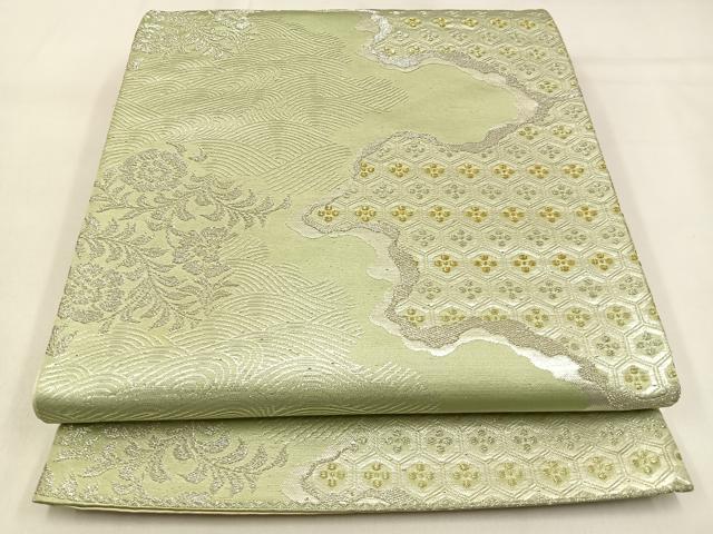平和屋着物◎六通柄袋帯　道長亀甲花文　金銀糸　正絹　逸品　BAAW0477hj