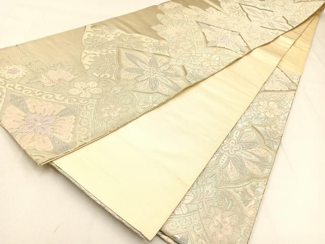 平和屋着物◎六通柄袋帯　唐織　宝相華　銀糸　正絹　逸品　BAAW0479hj