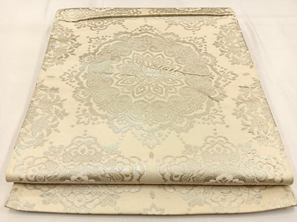 平和屋着物◎六通柄袋帯 宝相華 銀糸 正絹 逸品 BAAW0485hj