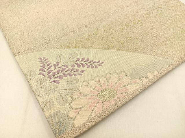 平和屋着物◎太鼓柄袋帯　綴れ　地紙菊牡丹文　金銀糸　正絹　逸品　BAAW0487hj