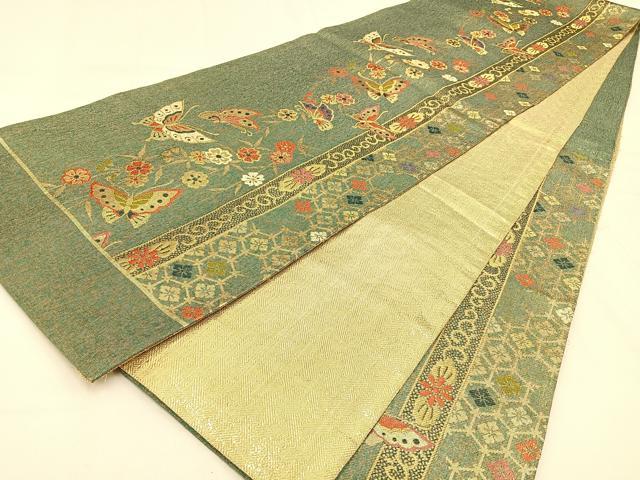 平和屋着物◎佐賀錦　六通柄袋帯　唐織　花鳥文　金糸　正絹　逸品　BAAW0501hj