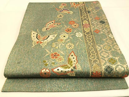 平和屋着物◎佐賀錦　六通柄袋帯　唐織　花鳥文　金糸　正絹　逸品　BAAW0501hj