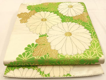 平和屋着物◎六通柄袋帯　菊　金銀糸　やまとオリジナル　正絹　逸品　BAAW0522hj