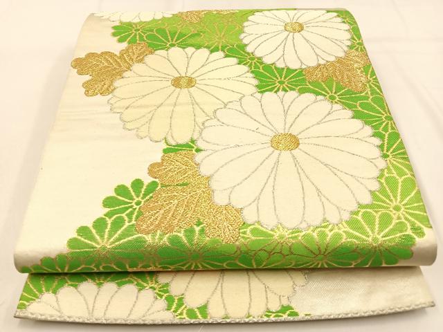 平和屋着物◎六通柄袋帯　菊　金銀糸　やまとオリジナル　正絹　逸品　BAAW0522hj