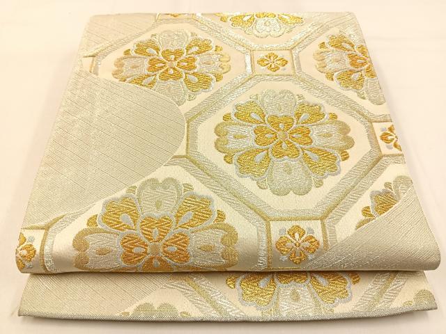 平和屋着物◎全通柄袋帯　蜀江花文　金銀糸　正絹　逸品　BAAW0526hj