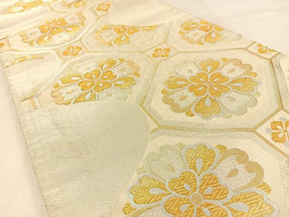 平和屋着物◎全通柄袋帯　蜀江花文　金銀糸　正絹　逸品　BAAW0526hj