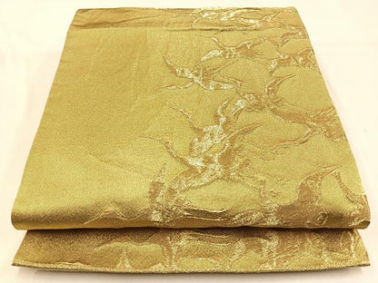 平和屋着物◎六通柄袋帯　飛鶴文　金糸　正絹　逸品　BAAW0528hj