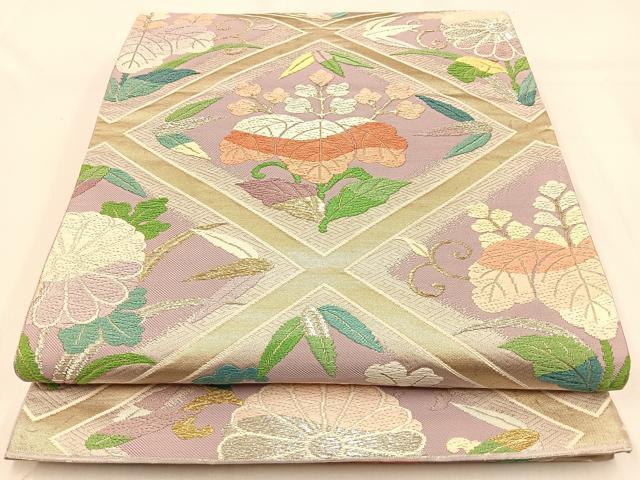 平和屋着物◎六通柄袋帯　唐織　菊桐文　金銀糸　正絹　逸品　BAAW0529hj