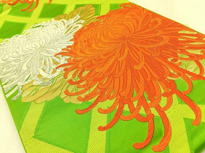 平和屋着物◎六通柄袋帯　唐織　乱菊　金銀糸　正絹　逸品　BAAW0532hj