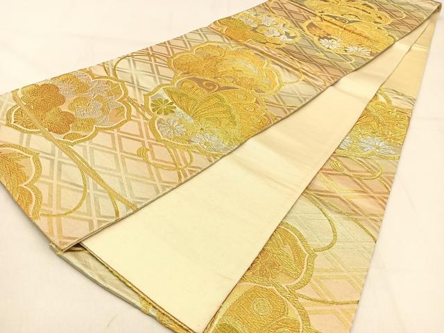 平和屋着物◎六通柄袋帯　鳳凰花蝶文　金銀糸　正絹　逸品　BAAW0540hj